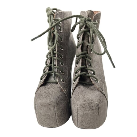 Jeffrey Campbell Havana Last Lita Greige Leather Upper Ankle Booties Size 6.5 M - Picture 2 of 16